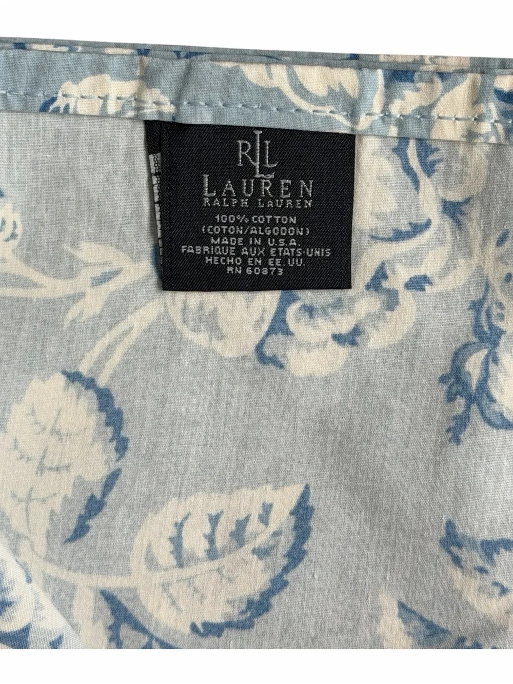 Vintage 90s Ralph Lauren Blue Meadowland Floral Queen Sheet Set Made in USA